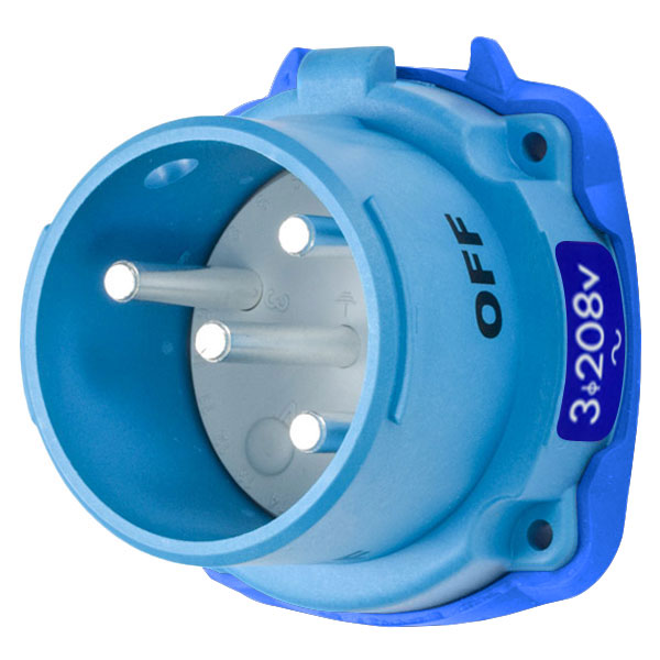 31-18233-K16 - DR30 INLET POLY BLUE SIZE 2 TYPE 3R 3P+G 30A 208 VAC 60 Hz NO AUX